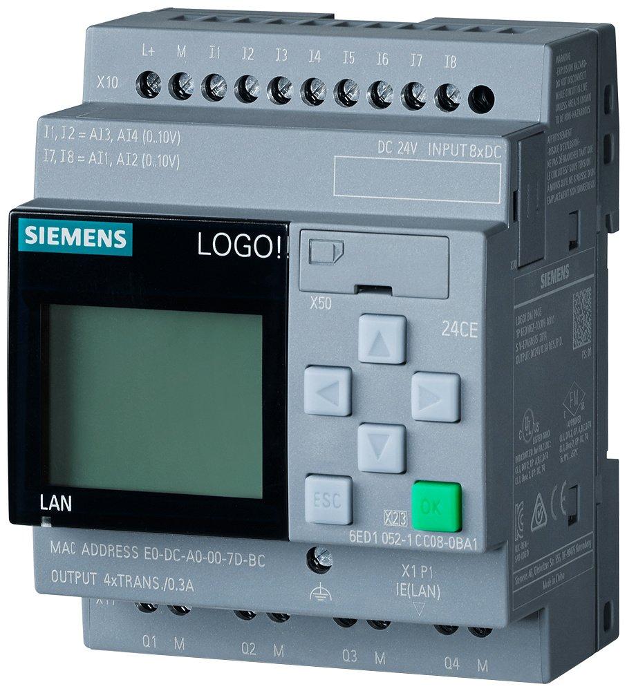 LOGO! 24CE Logikmodul Display SV/E/A: 24V/24V/24V trans. 8DE (4AE)/4DA