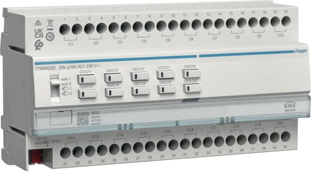 Schalt-/Jalousieaktor 20/10fach KNX Secure 16A C-Last