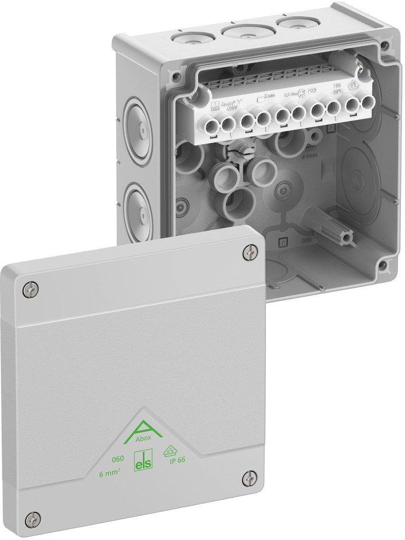 Abzweigkasten IP66 max. L.quersch. 6² IK07 SK II Ui 690V AC Ui 690V DC DLG VDE