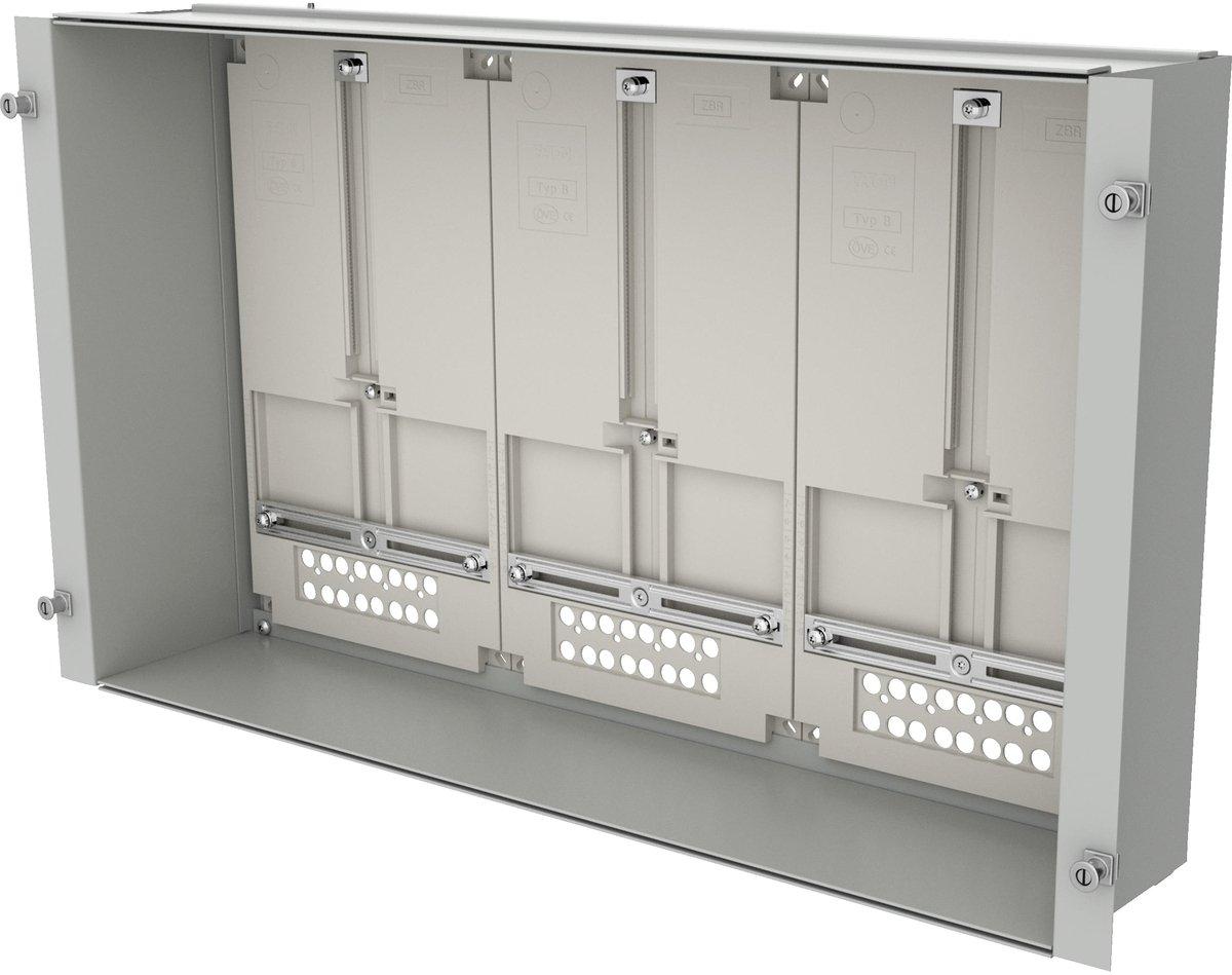 ProfiSNAP Zählerwanne bestückt mit 3 Zählerplatten für MSW H x B = 400 x 800&nbsp;mm