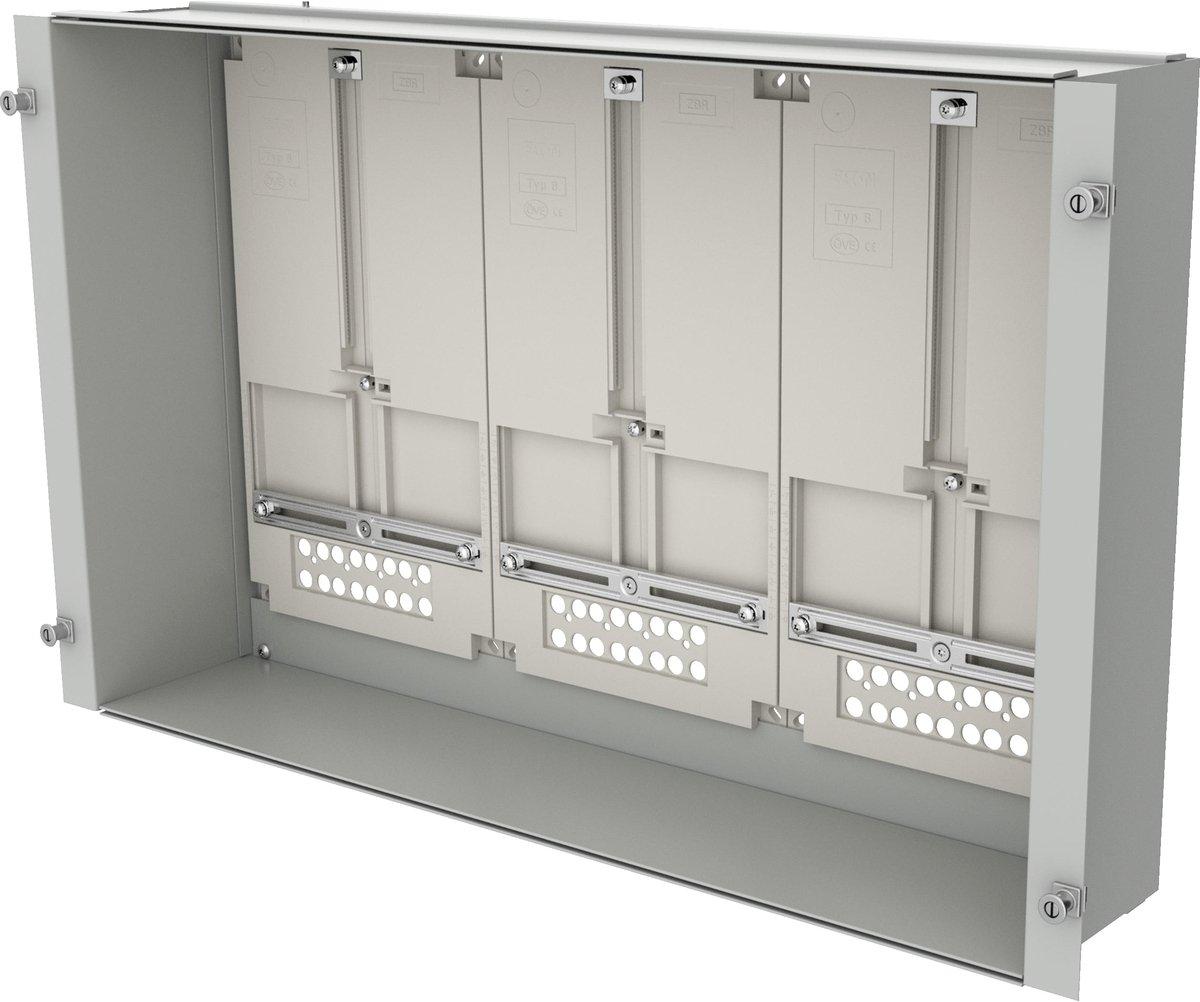 ProfiSNAP Zählerwanne bestückt mit 3 Zählerplatten für MSW H x B = 425 x 800&nbsp;mm
