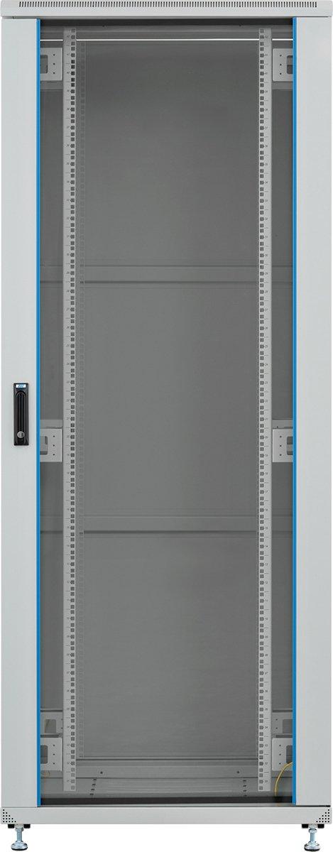 19 Zoll Netzwerkschrank BASIC 42HE 800x800mm RAL7035 Front-/Rücktür/Glas/Stahl