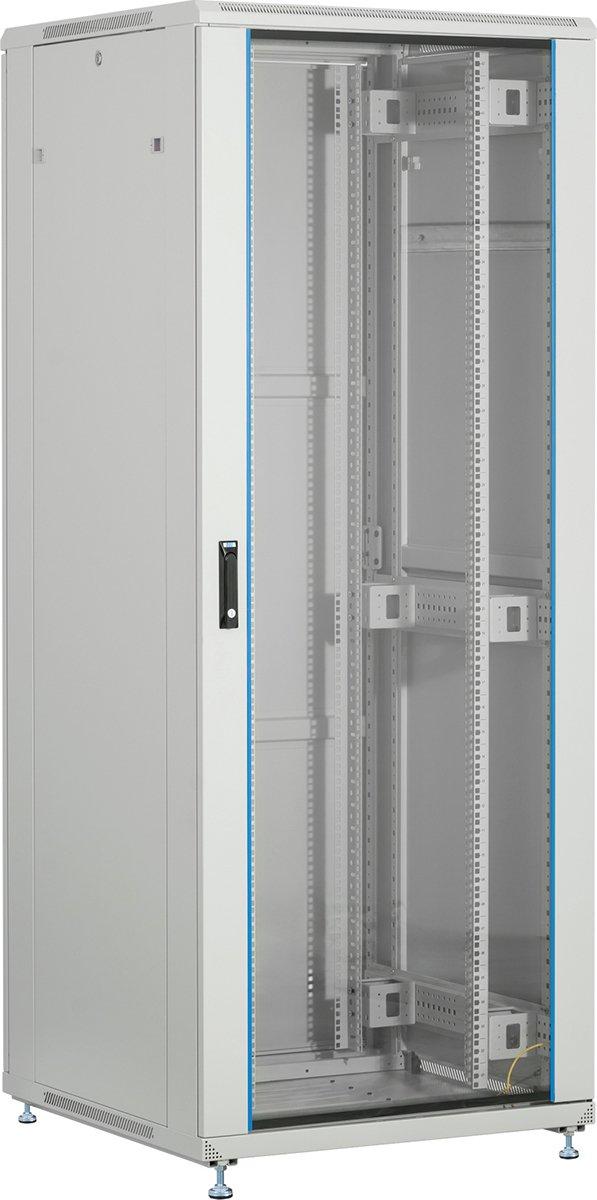 19 Zoll Netzwerkschrank BASIC 24HE 600x600mm RAL7035 Front-/Rücktür/Glas/Stahl