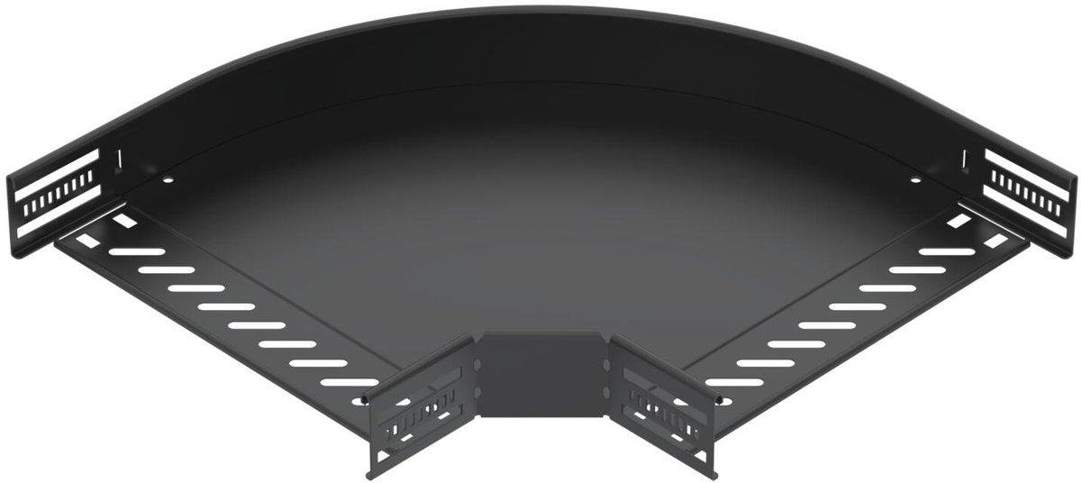 Bogen 90° für Kabelrinne horizontal 60x300 Stahl PES135 - Polyester tiefschwarz