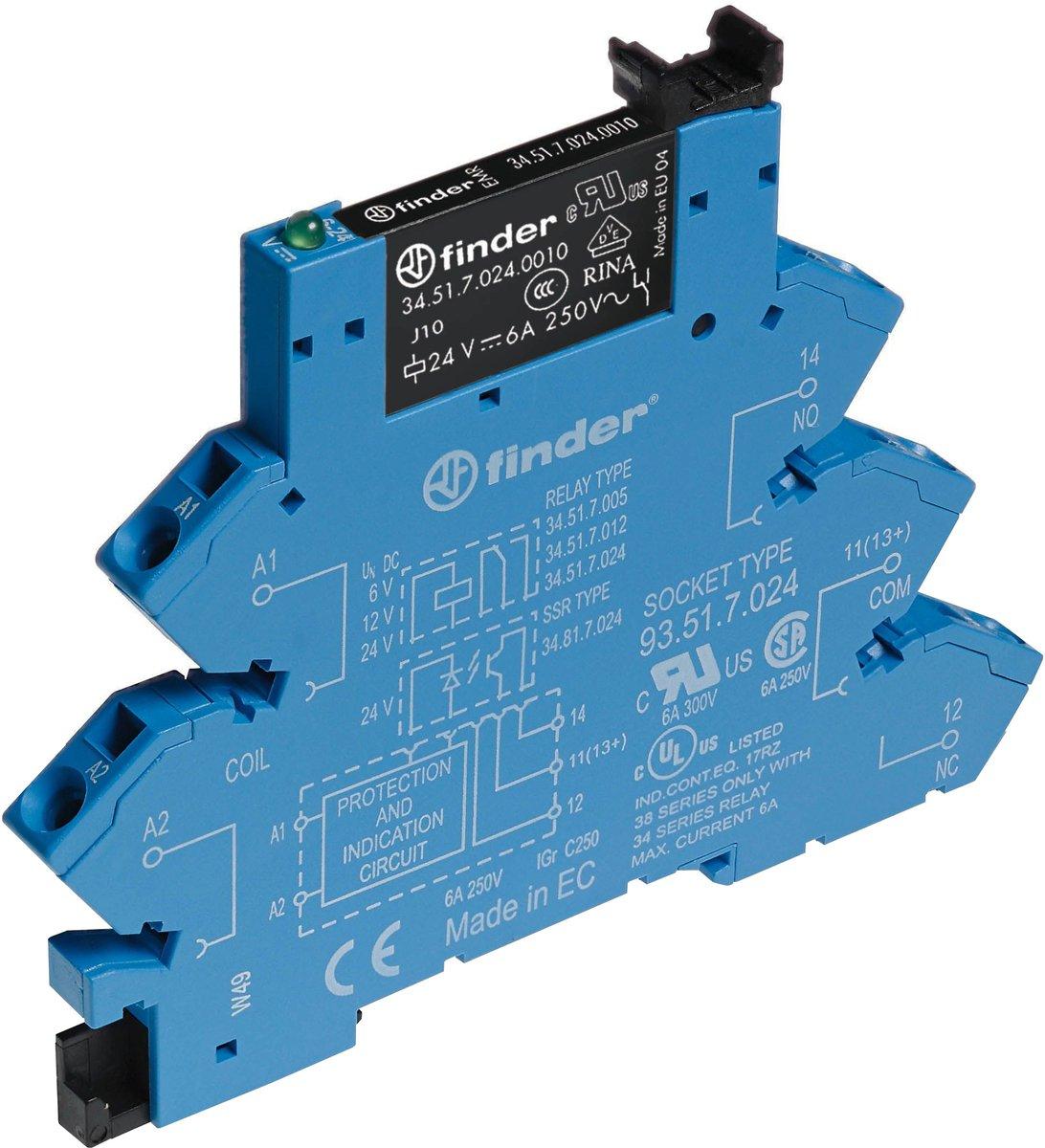 Koppelrelais für DIN-Schiene Zugfederklemmen 1W/6A 24V DC Serie 38