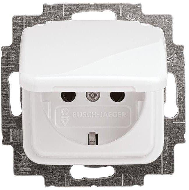 SCHUKO Steckdosen-Einsatz mit Klappdeckel alpinweiß - Reflex SI