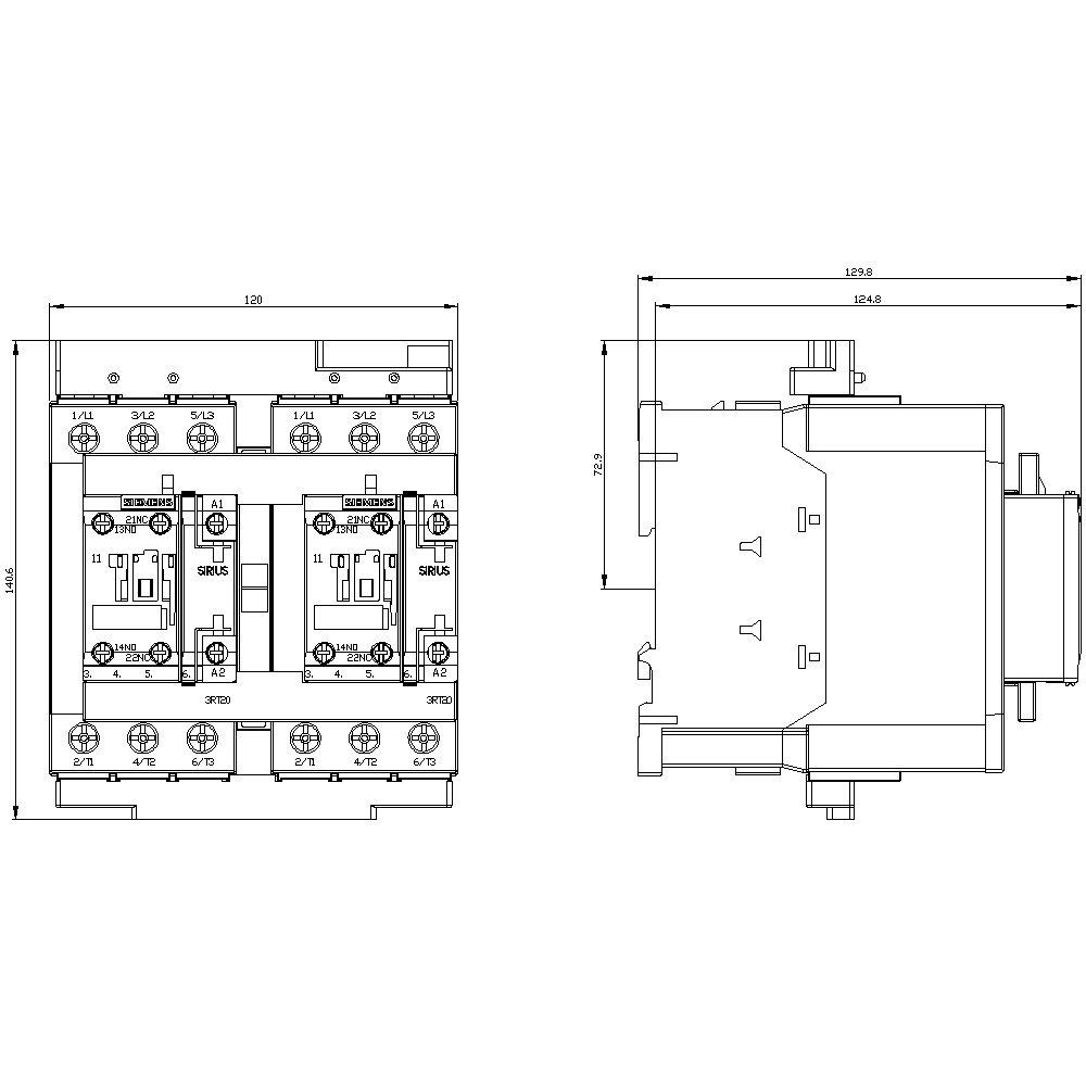 Wendekombination AC-3 18,5kW/400V AC 110V 2S integr.