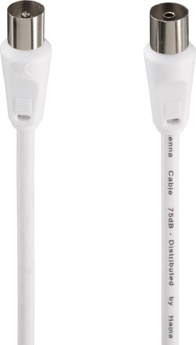 Antennen-Kabel Koax-Stecker - Koax-Kupplung 1,5 m 75 dB Weiß