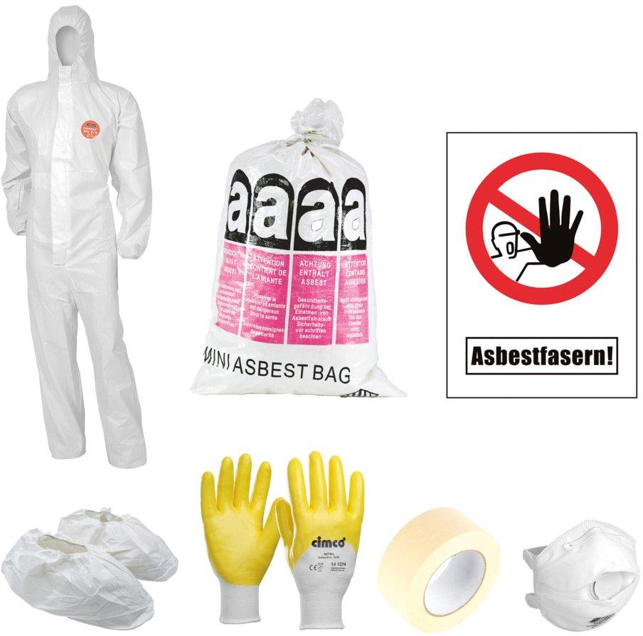 Asbest Tages-Set easy L Einweg 15-tlg inkl Warnaufkleber