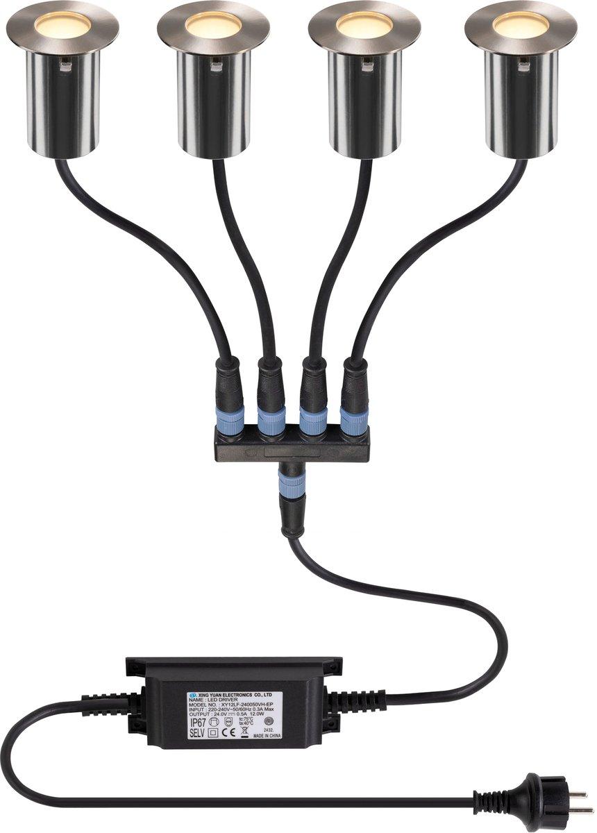 TRAIL-LITE 60 4er Set Bodeneinbauleuchten 3000K IP67 rund edelstahl / aluminium