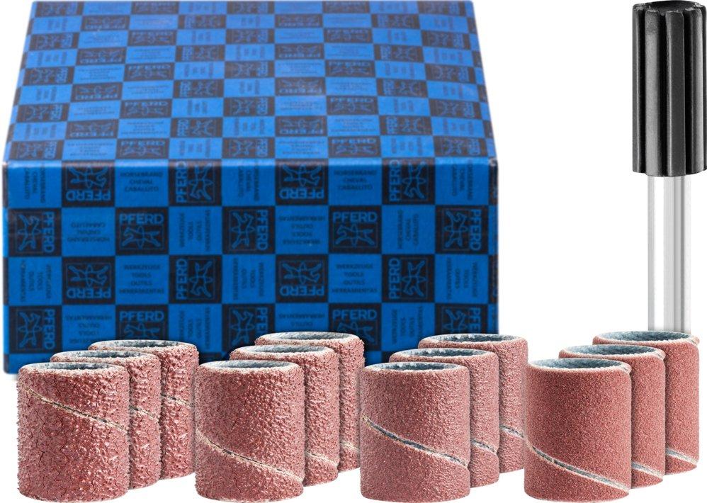 Schleifhülsen-Set 13-tlg Korund Ø 10x20mm A60 80 150 240 mit Halter Schaft-Ø 6mm