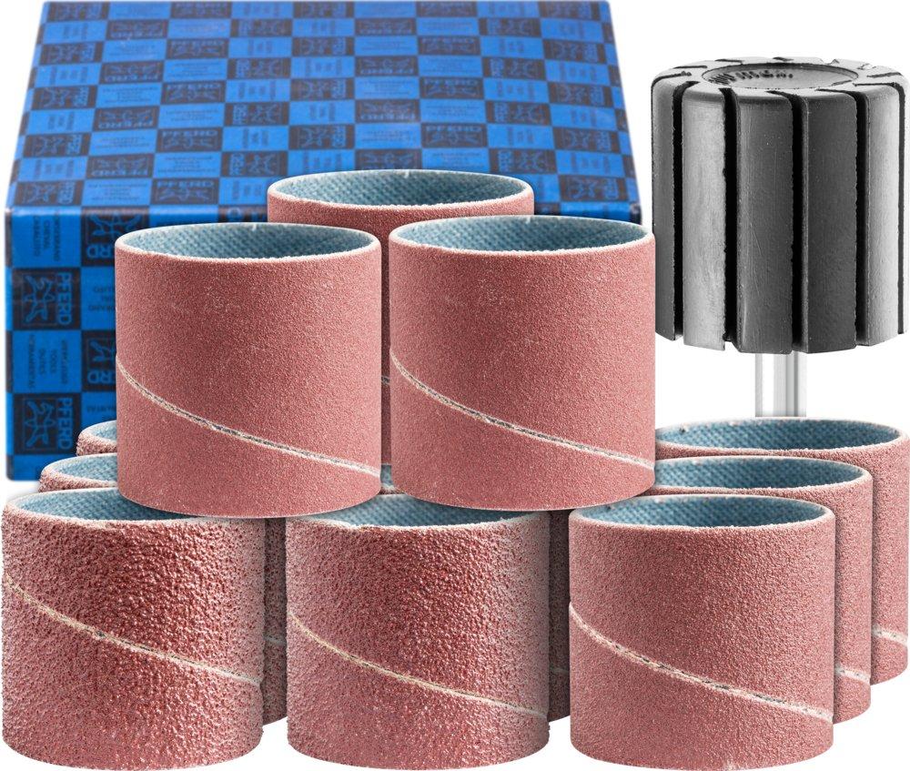 Schleifhülsen-Set 13-tlg. Korund Ø 30x30mm A40,60,80,150 mit Halter Schaft-Ø 6mm
