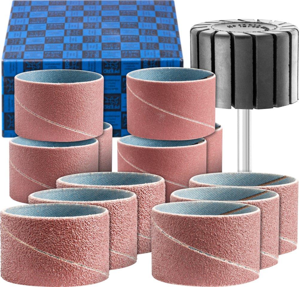 Schleifhülsen-Set 13-tlg. Korund Ø 45x30mm A40,60,80,150 mit Halter Schaft-Ø 6mm