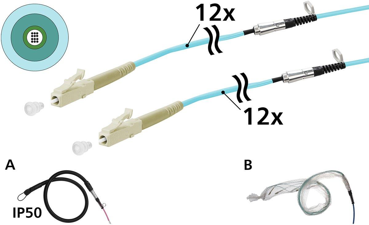 VIK Universalkabel 12xOM3 LC-LC 75 m einseitige Einziehhilfe IP50