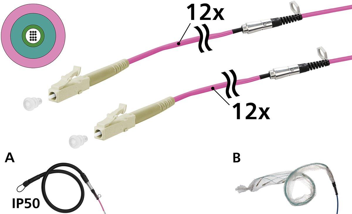 VIK Universalkabel 12xOM4 LC-LC 60 m einseitige Einziehhilfe IP50