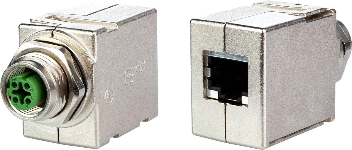 M12 Schaltschrankdurchführung D-kodiert auf RJ45 - gerade