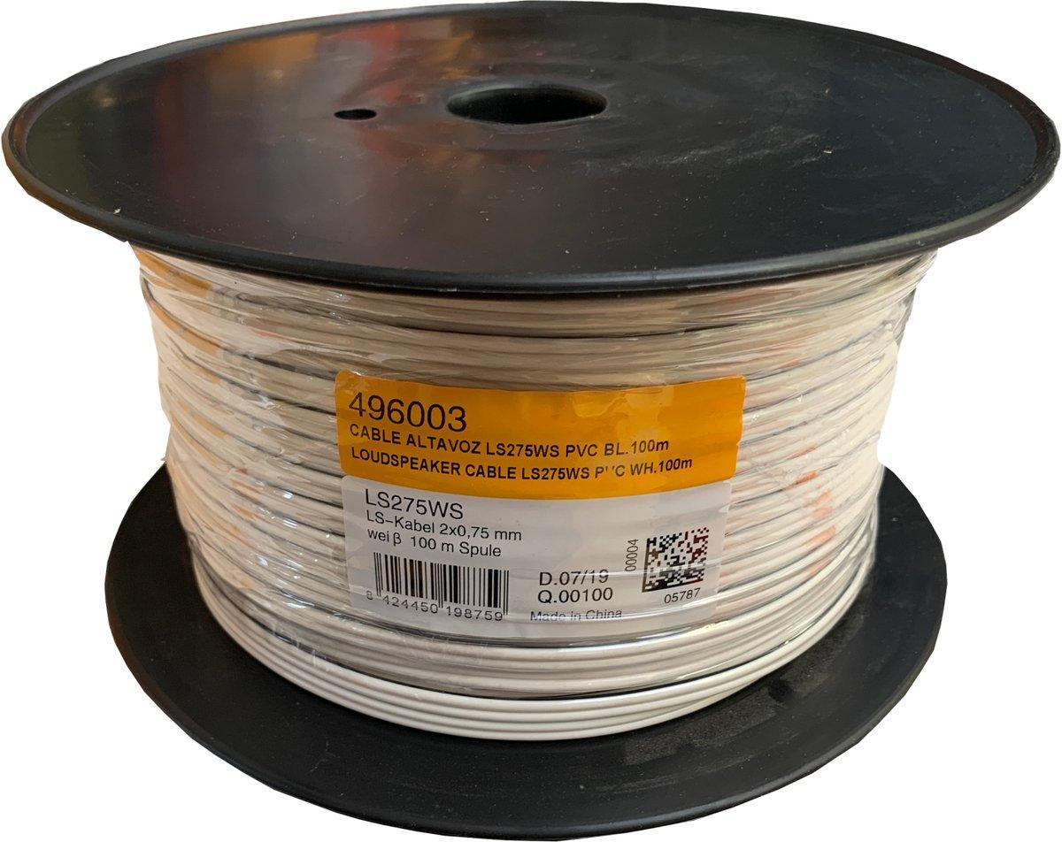 LS - Kabel 2x0,75 mm weiss 100 m Spule