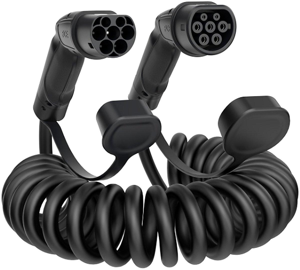 EV Ladekabel (AC) Mode 3 Typ2-Typ2 20A 3ph 11kW L=5m spiralisiert schwarz