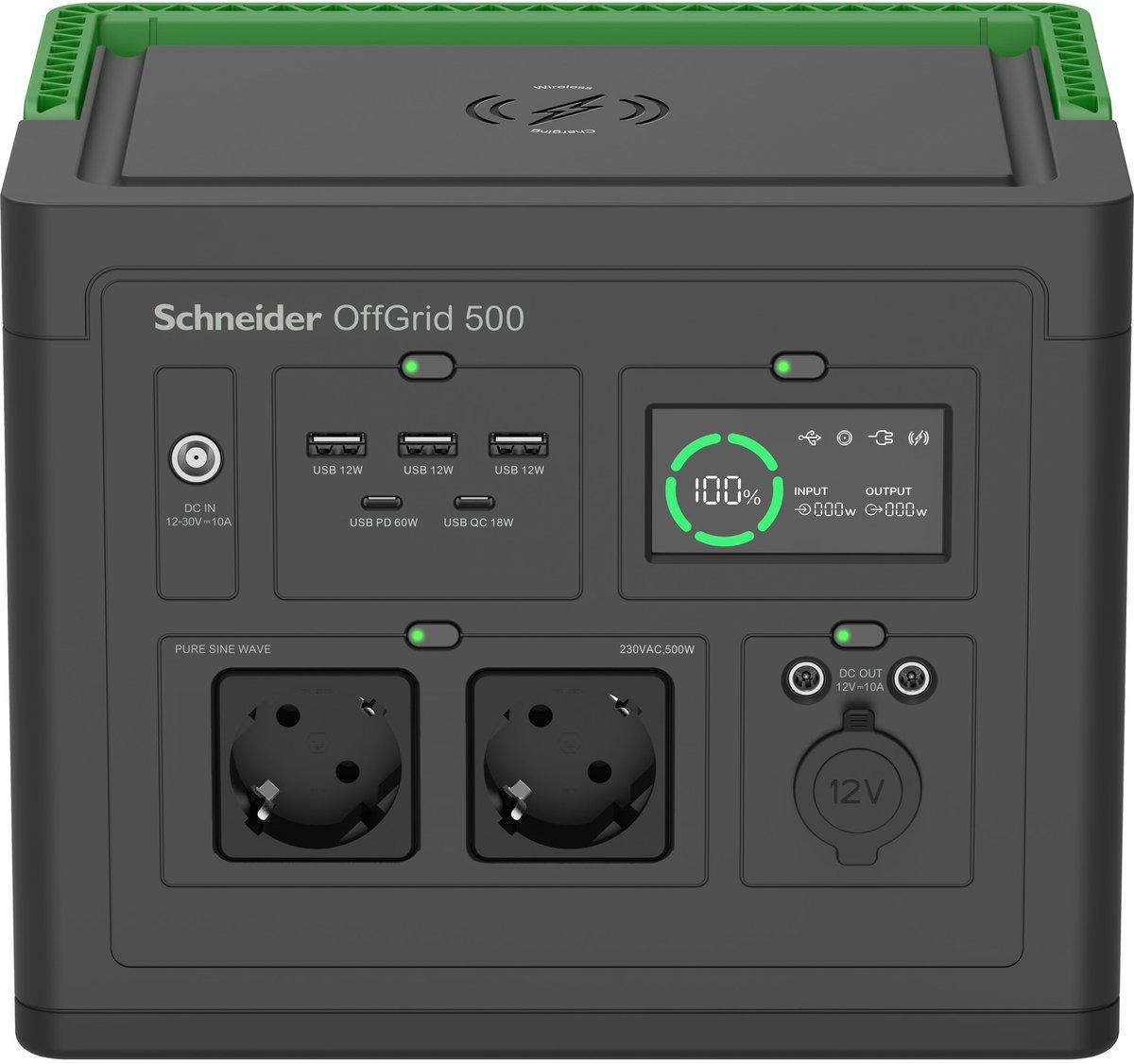 Tragbare OffGrid Powerstation 500 230V 517Wh Lithium-Ionen LCD 2 Schuko Ausgänge