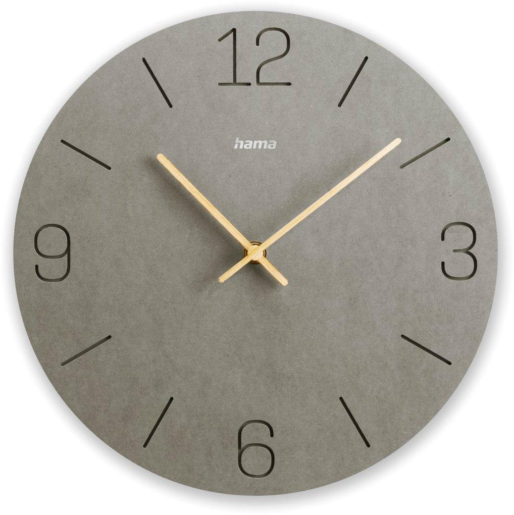 Wanduhr Kreta Quarzuhr analog MDF eingravierte Ziffern Ø 30 cm Grau