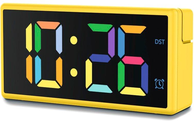 Digitaler Wecker Ibiza Multicolor-Display mit USB-Ladefunktion Gelb