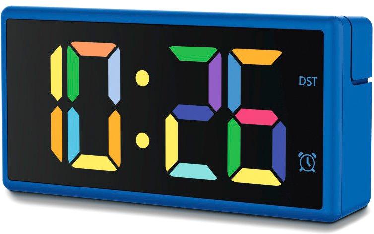 Digitaler Wecker Ibiza Multicolor-Display mit USB-Ladefunktion Blau