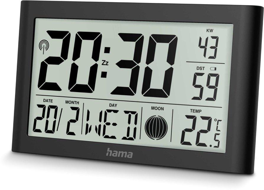 Digitale Wanduhr Martinique Funkuhr mit Thermometer Schwarz