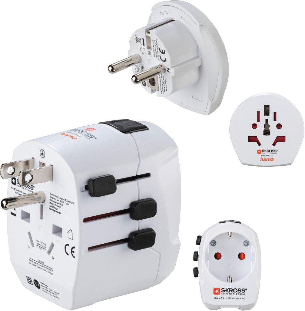 Weltreiseadapter Set World Travel Pro Light USB 3-polig 2x USB