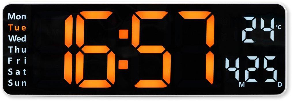 Digitale Wanduhr Santa Cruz Thermometer großes Display Fernbedien. WS