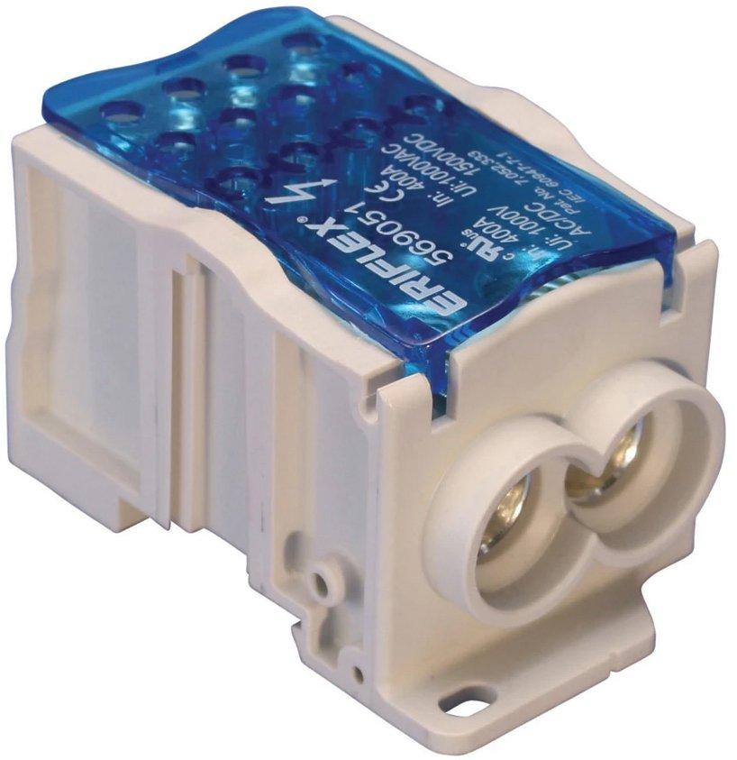 Einpoliger Verteilerblock 400 A IEC 2 Kabel 12 Anschlüsse Aluminium