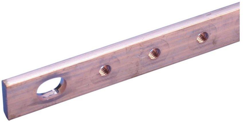 Kupferschiene mit Gewinde mit befestigtgungsnut 15 mm x 5 mm x 990 mm