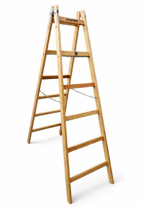Holz Doppelleiter mit 6 Sprossen