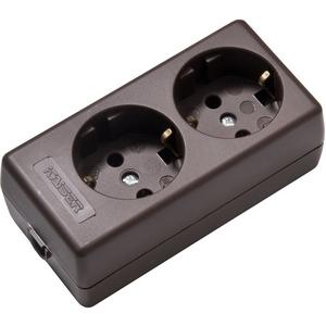 Tischverteiler ohne Kabel 2-fach braun