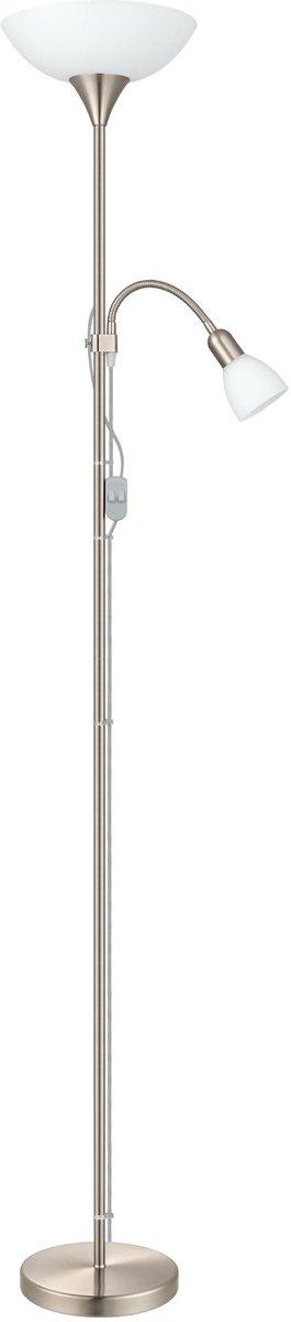 Stehleuchte mit Leseleuchte E27 1x100W nickel-matt UP 2