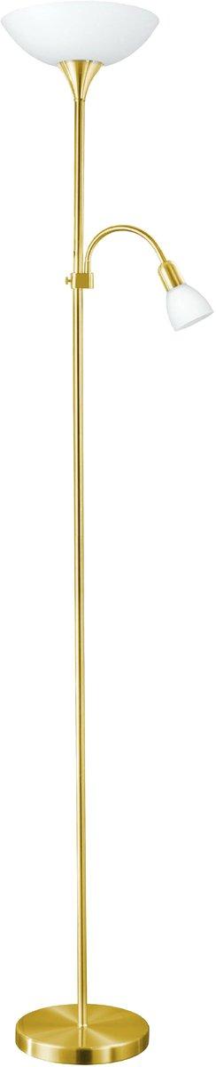 Stehleuchte UP 2 H.178cm messing-matt Glas satin 1xE27 100W -1xE14 40W