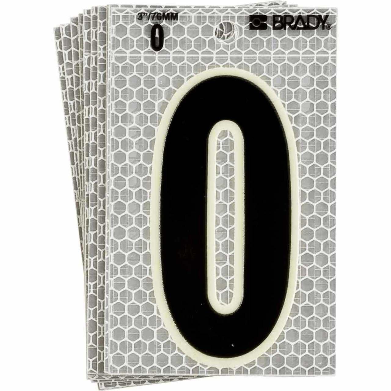 3010-0 BRADY 3" SELF ADHESIVE NUMBER 0 1