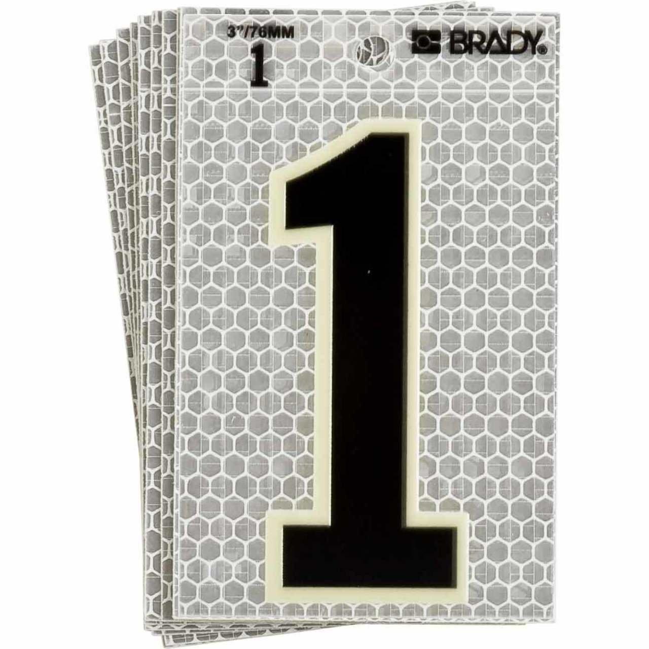 3010-1 BRADY 3" SELF ADHESIVE NUMBER 1 1