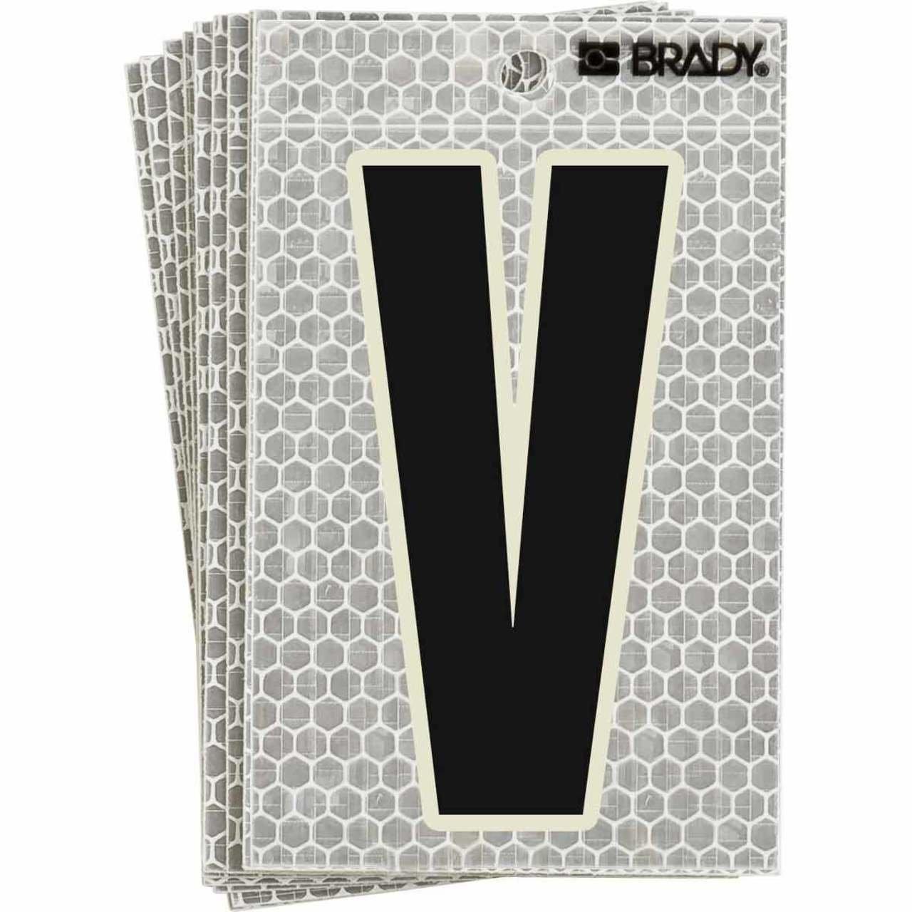 3010-V BRADY 3" SELF ADH LETTER V 10/PK