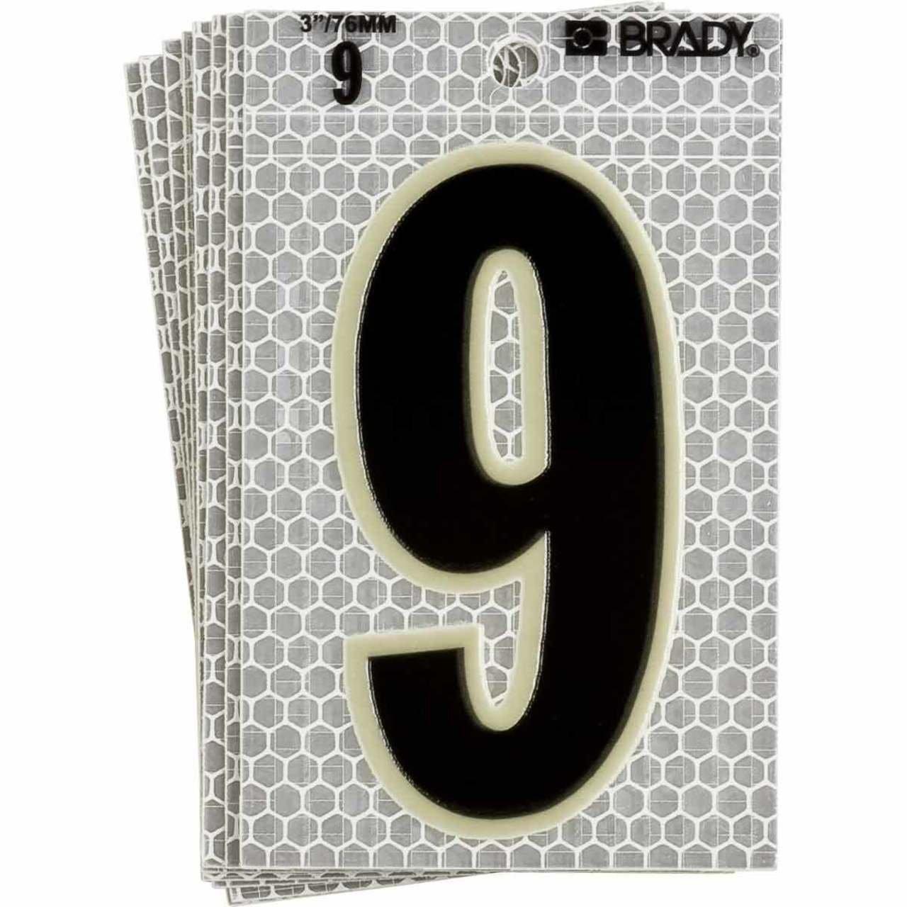 3020-9 BRADY 5" SELF ADHESIVE NUMBER 9 1