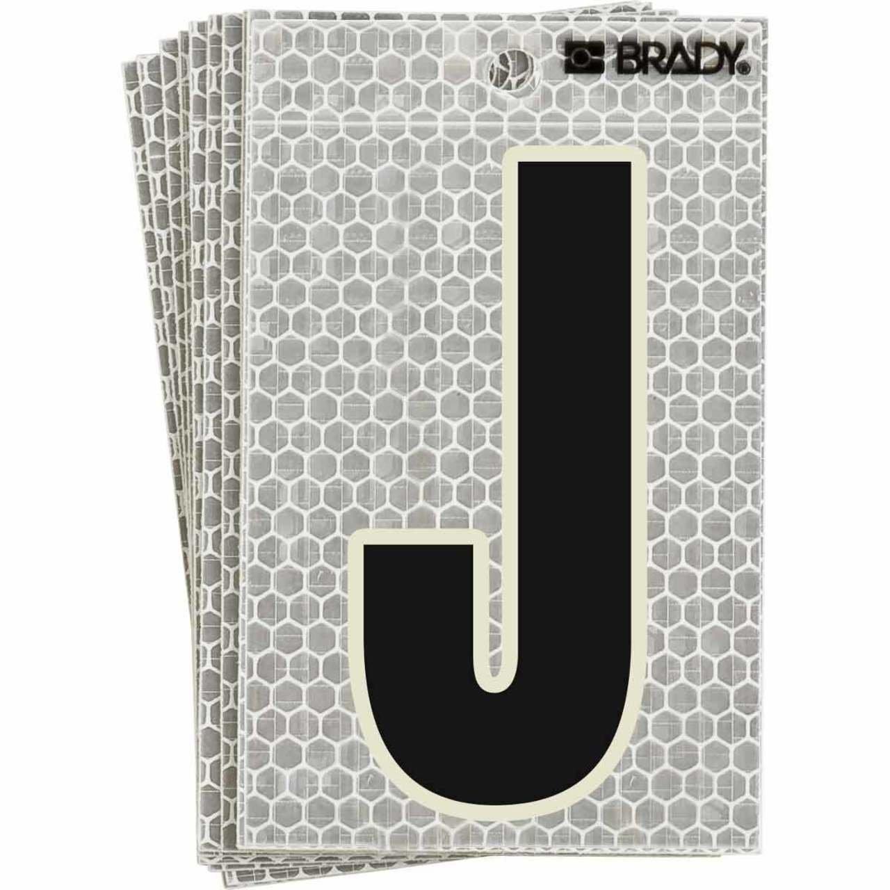 3020-J BRADY 5" SELF ADH LETTER J 10/PK