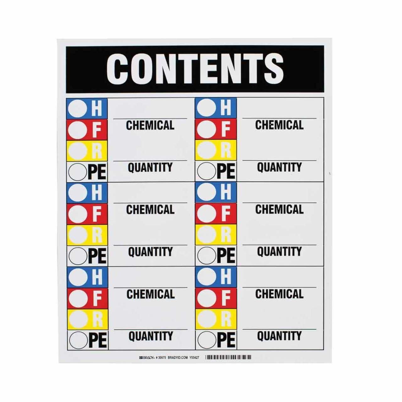 30675 HMIG MAGNETIC CONTENTS SIGN