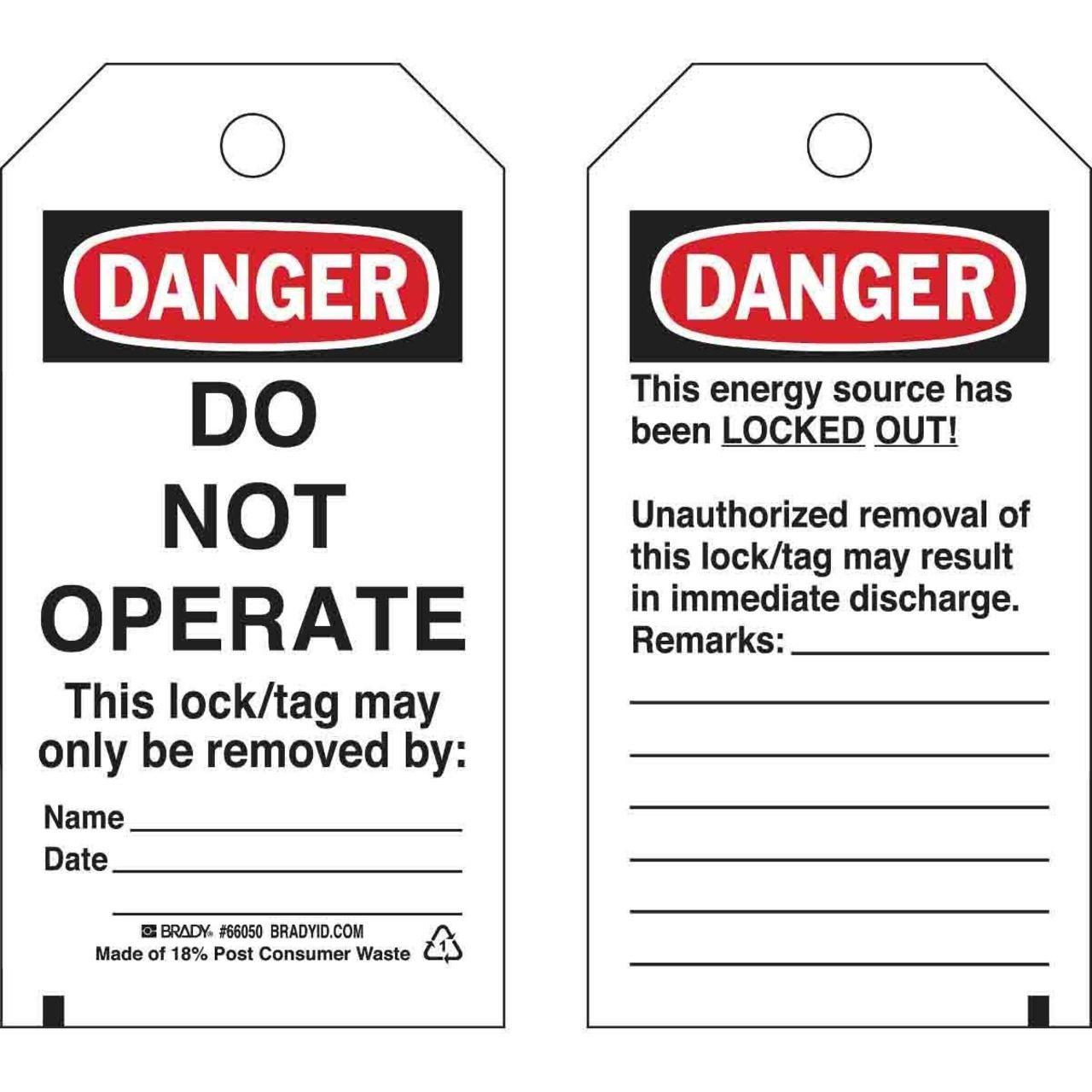 65407 PAPER LOCKOUT TAGS
