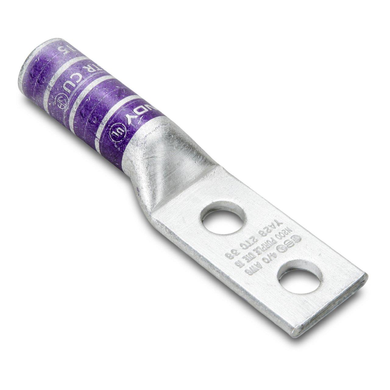 YA3C2N LUG CU 2 HOLE 1/2" LONG 3AWG