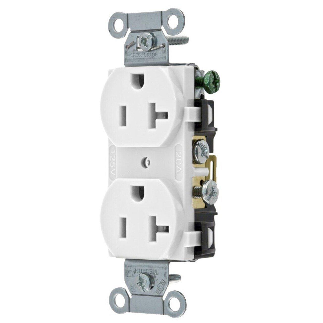 CR20WHI REC DUPLEX 125V 20A T WHITE