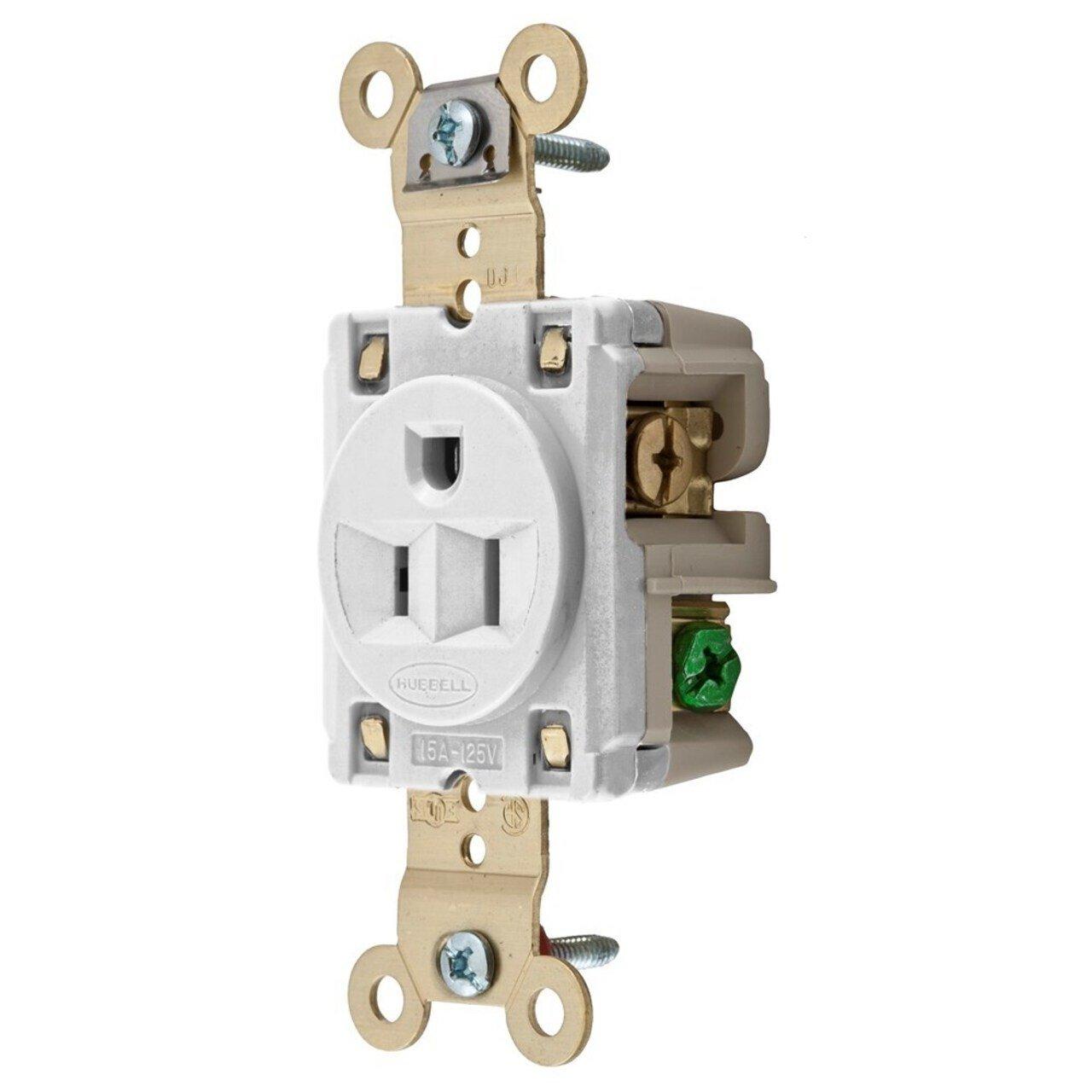 HUBBELL HBL5261WRT | HBL5261WRT HUB SGL.RCPT.,RING-TERM,15A/1 ...