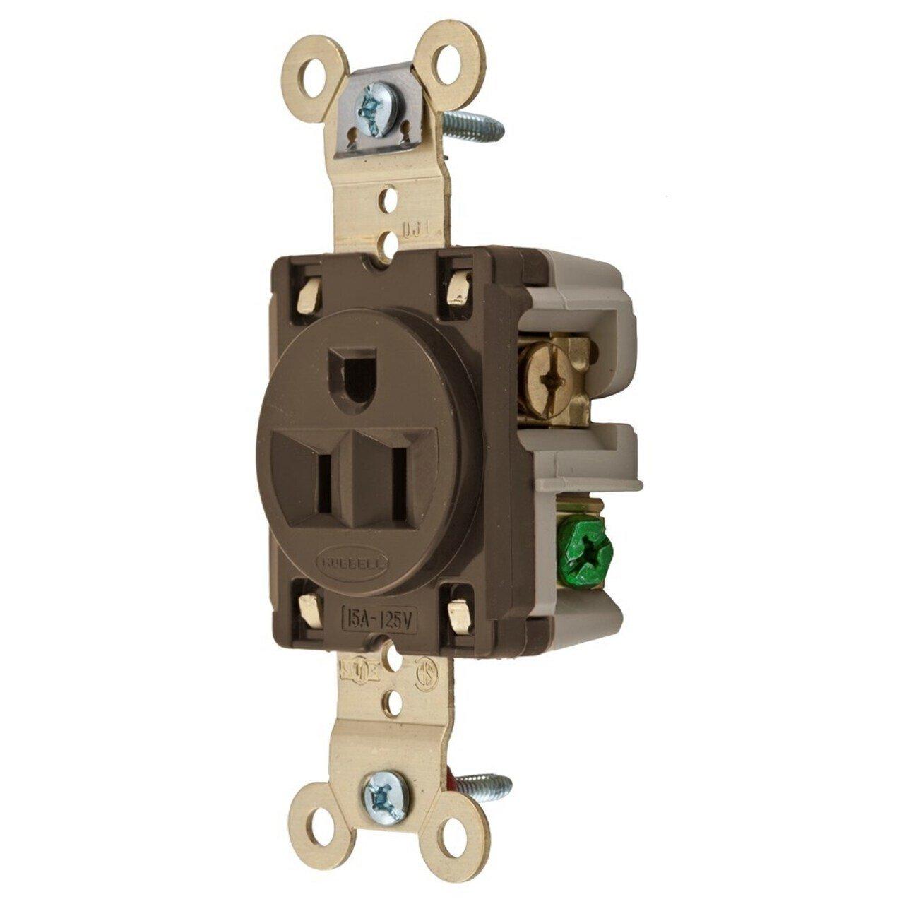 HUBBELL HBL5261 | HBL5261 REC STRBLADE 15A 125V BROWN | Straight Blade ...