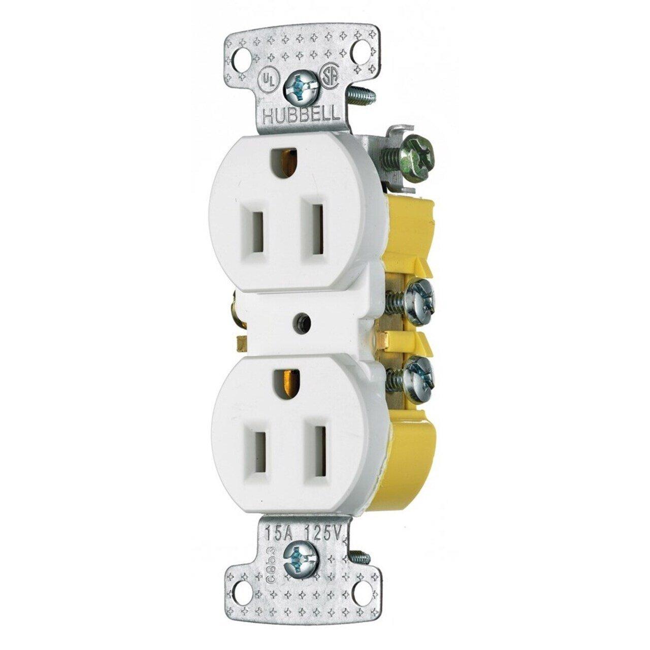 RR15W HUB RECEP DUP 2P 3W 15A 125V WHITE
