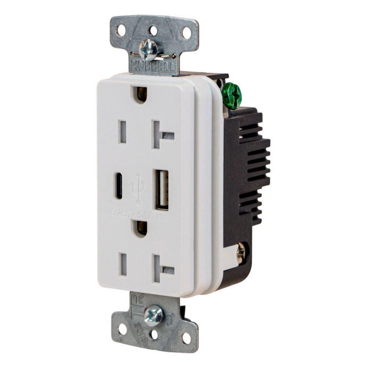 USB20ACW WHITE USB RECP 20A 125V 3.1A 5V