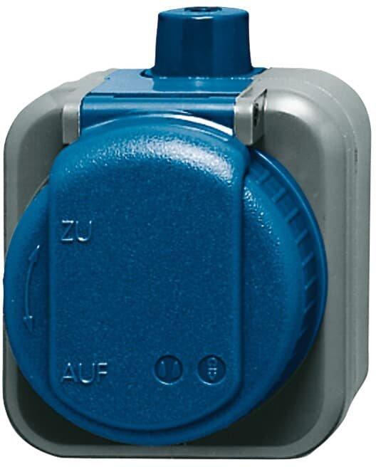 SCHUKO Steckdose mit Klappdeckel wasserdicht 16 A blau - Busch-Duro 2000 WDI
