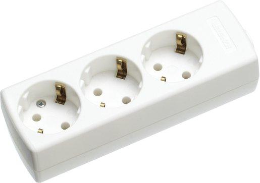 Tischverteiler ohne Kabel 3-fach reinweiß 45° gedreht